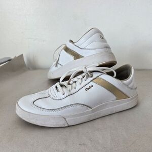 Olukai Ha'Upu Sneakers White Leather Gold Clean Girl Sporty Tennis Comfy Women 9